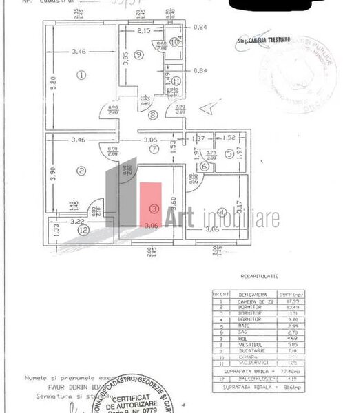 Brancoveanu - Huedin Vanzare apartament 4 camere decomandat cu centrala